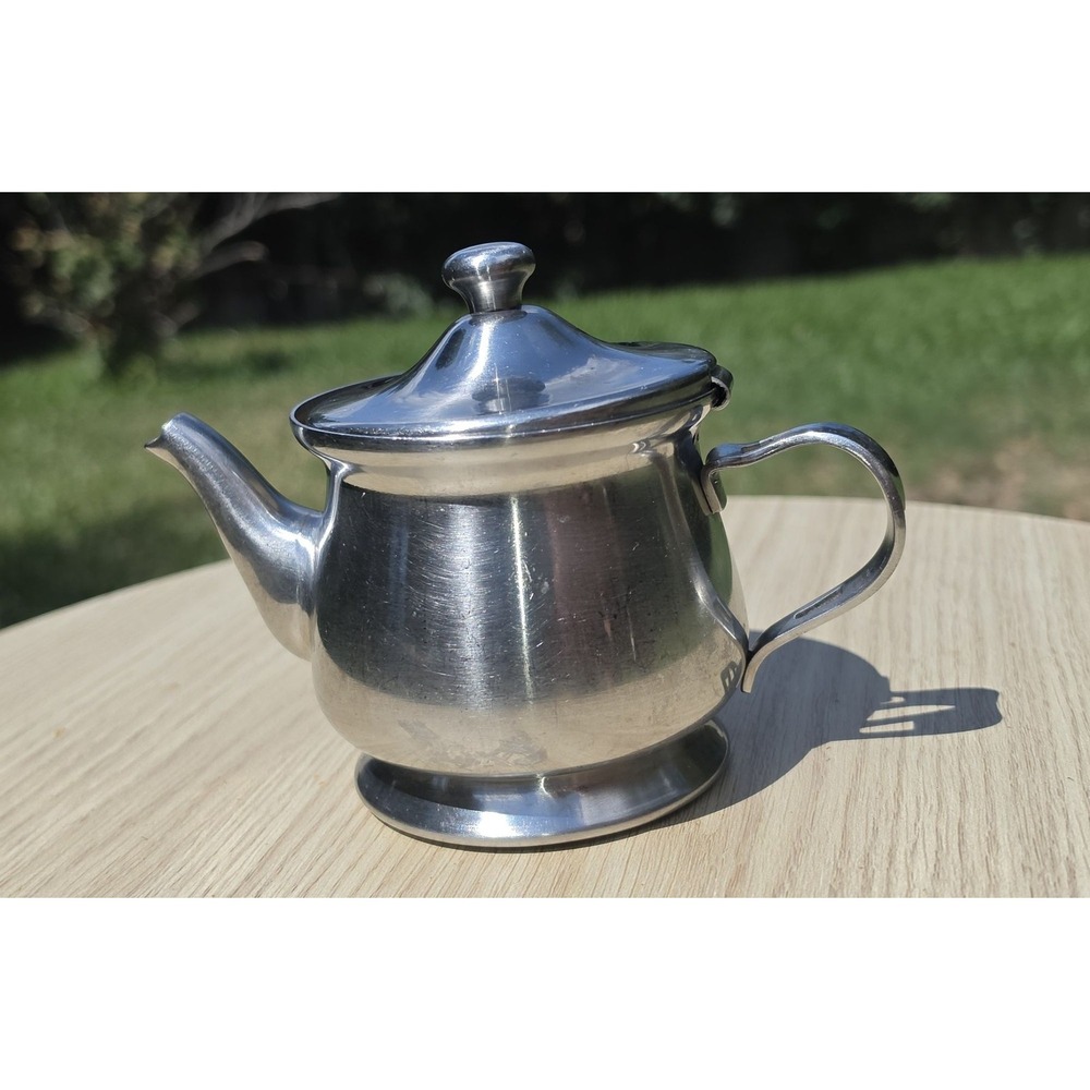 18/8 Stainless Steel Individual Creamer Pitcher Teapot Hinged Lid